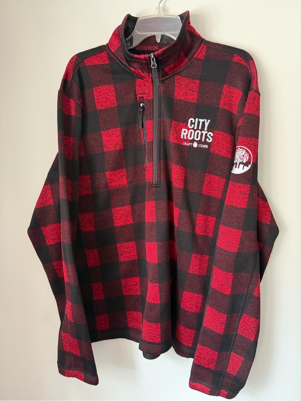 Landway 2XL Buffalo Plaid 1/4 Zip Fleece Pullover City Roots Craft Cider Red